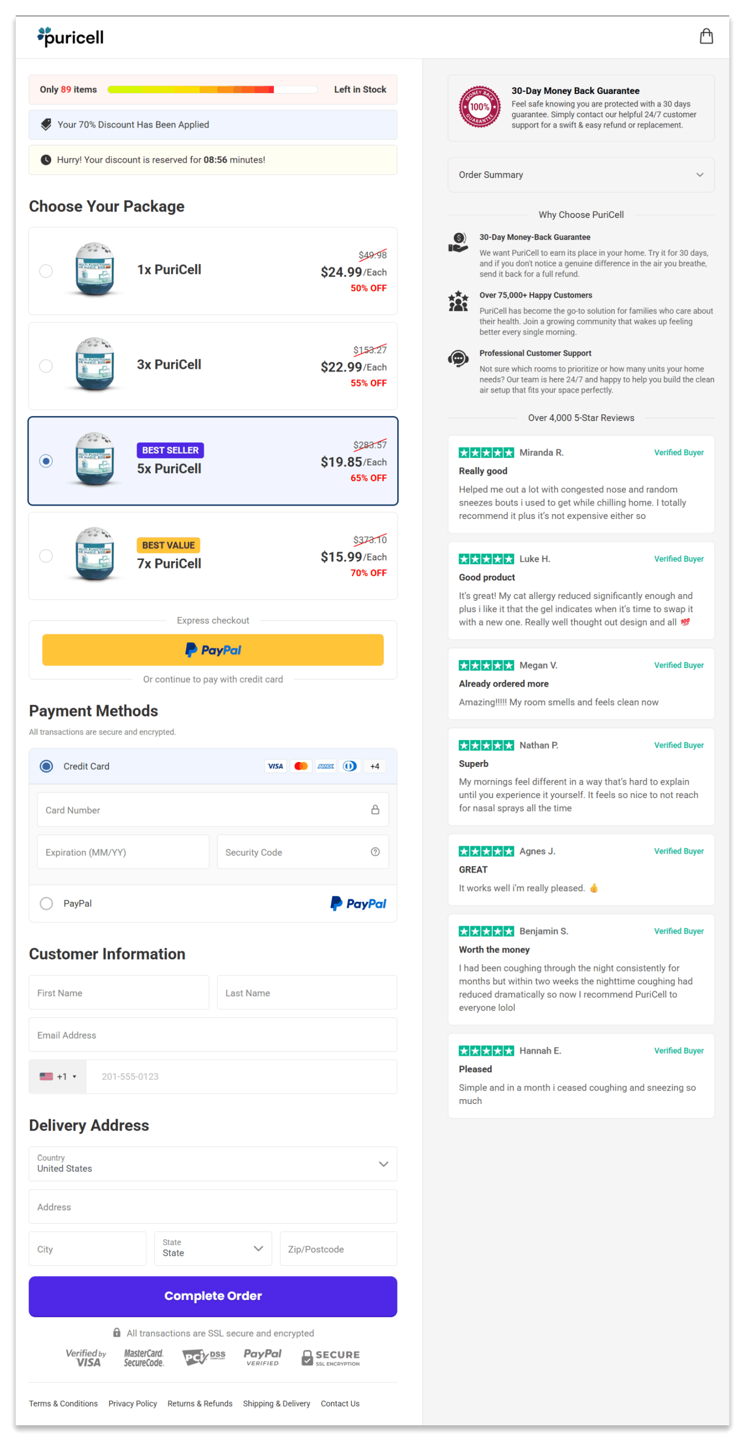 PuriCell Dust Trapper secure checkout page